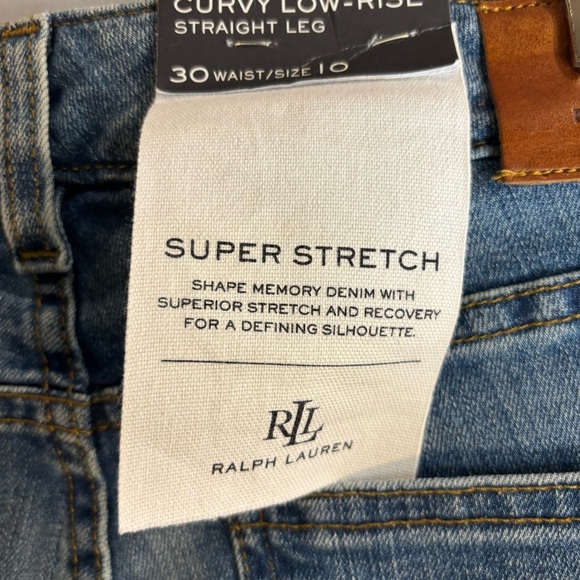 LAUREN RALPH LAUREN Black Label Sz 10 Curvy Low Rise Straight Mid-Wash Jeans NEW - Picture 6 of 10